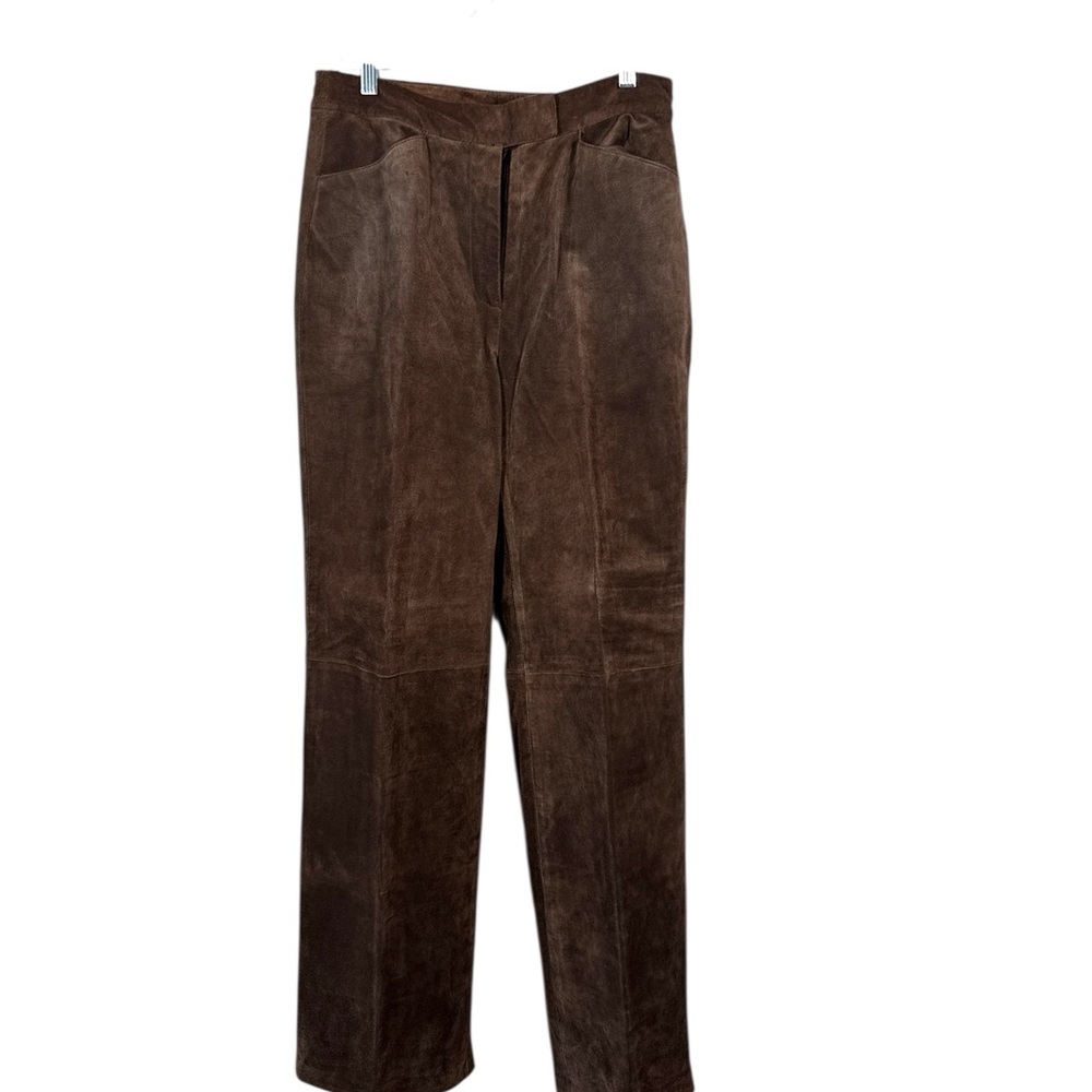 Sonoma Brown Suede Straight-Leg Pants‎